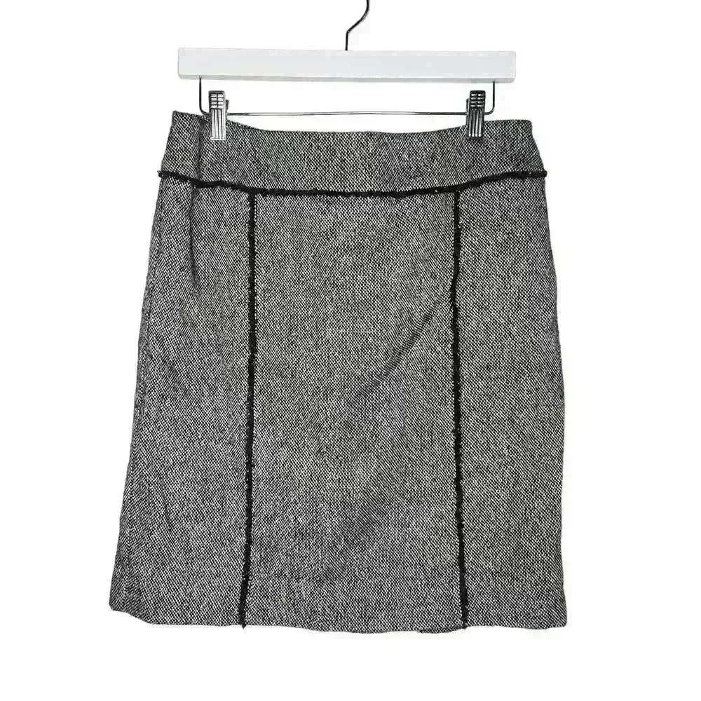 Merona women's metallic black and gray knee length skirt wool blend size 8